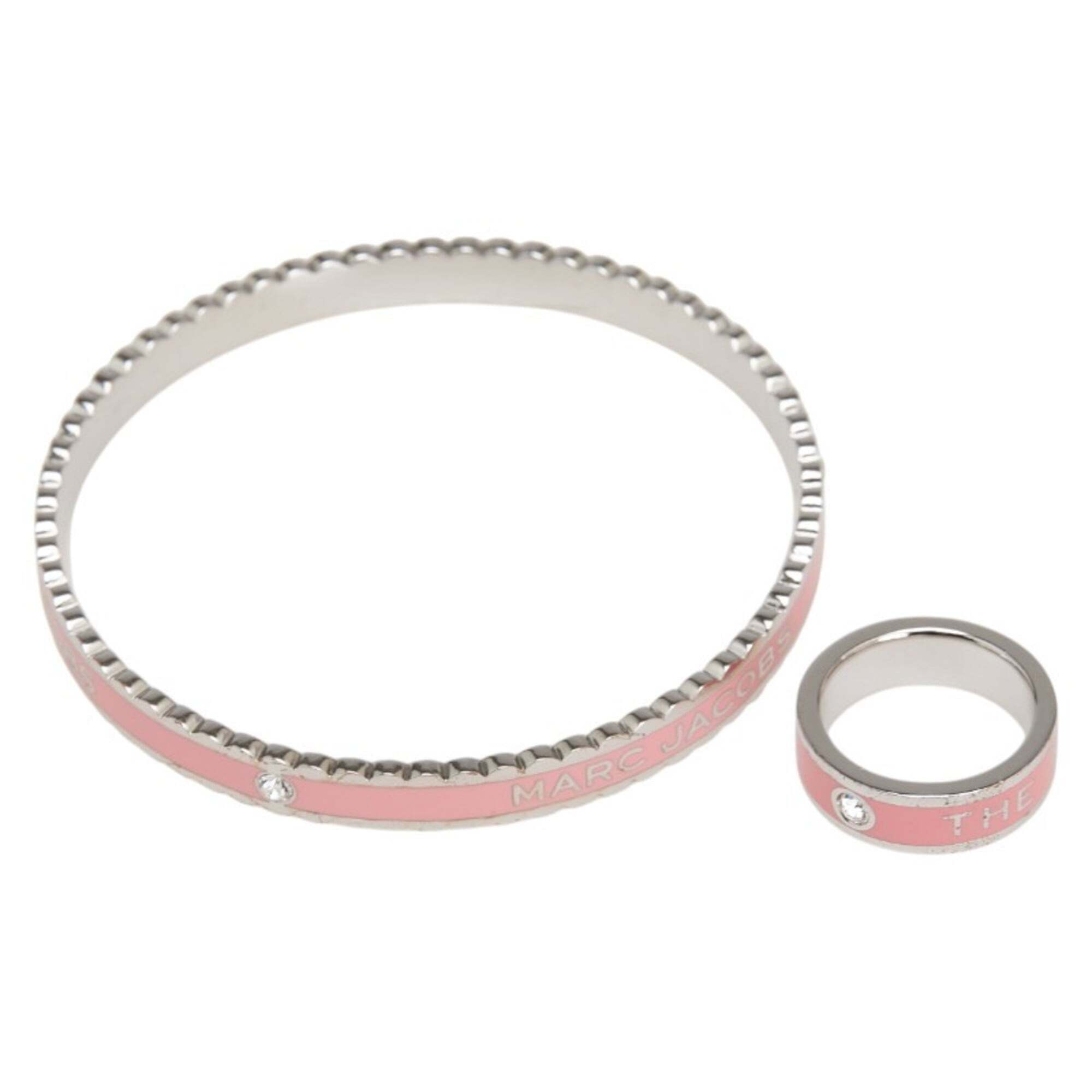 Marc Jacobs The Medallion Bangle And Ring Set J103mt7pf22 Silver Pink Metal W 220$